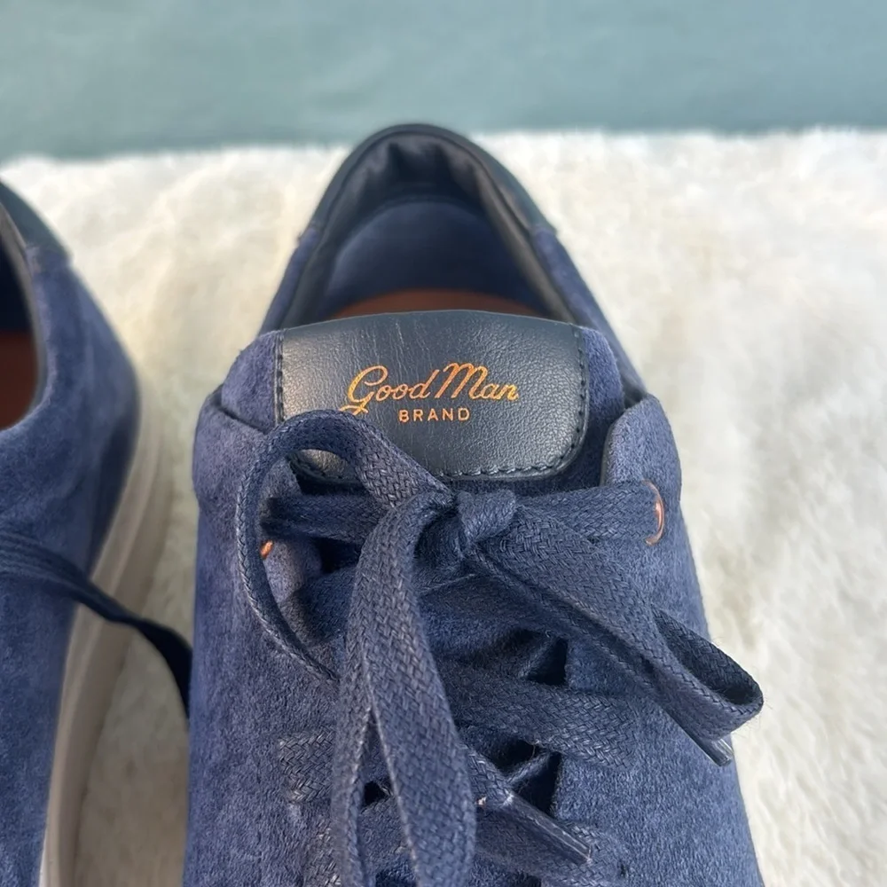 EUC Good Man Brand Blue and White Suede Sneakers with Lace-Up Design Size 8